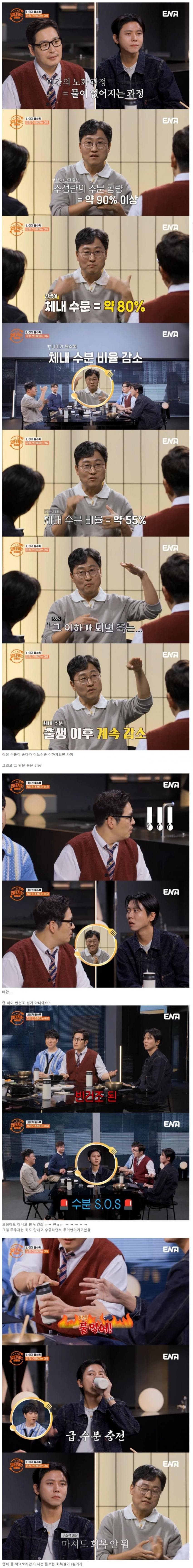 인간의 노화는 물이 없어지는 과정