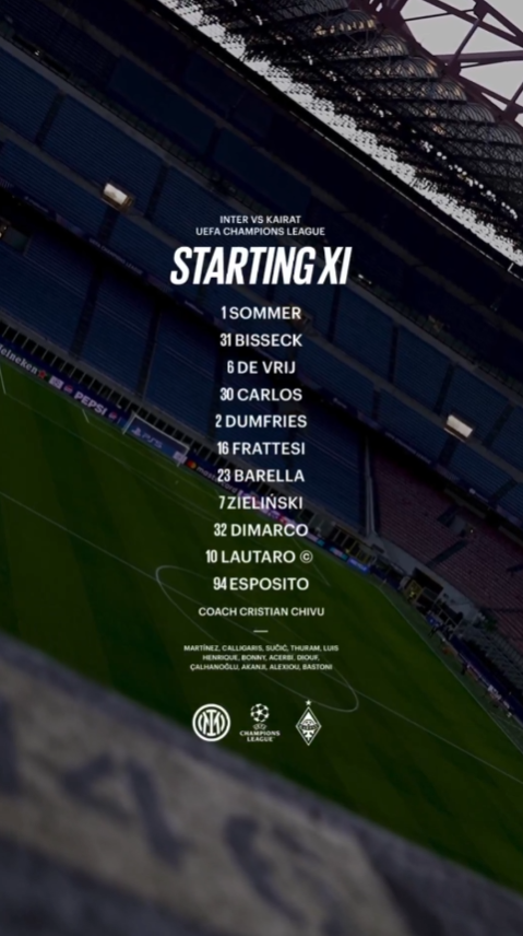 [공홈] 인테르 vs 카이라트 알마티 라인업