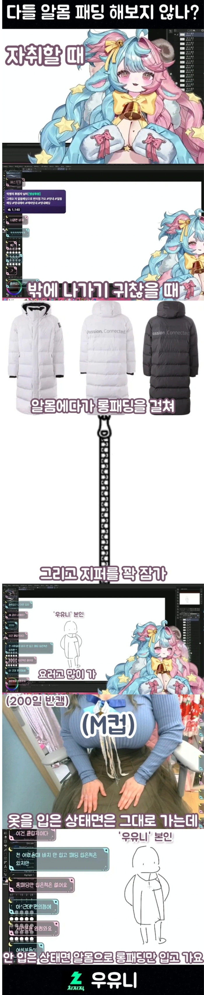 다들 알몸 롱패딩 한번은 해보지 않느냐는 M컵 버튜버