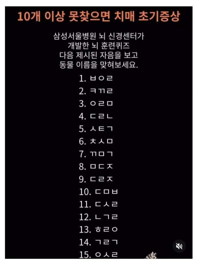 10개 이상 못 찾으면 치매 초기