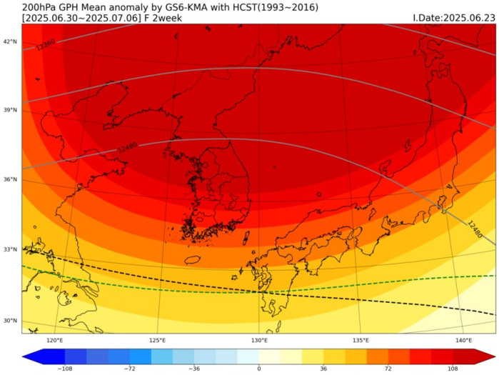 다음주 동북아 날씨 예상도.