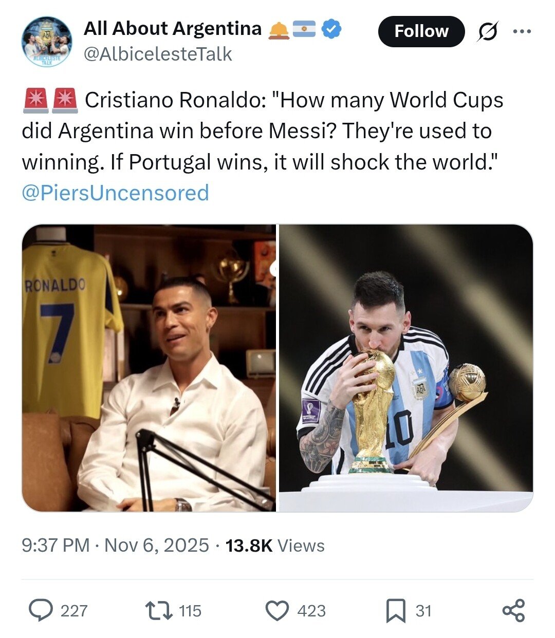 cr.jpg 호날두 "아르헨티나는 월드컵 우승에 익숙한 국가다"