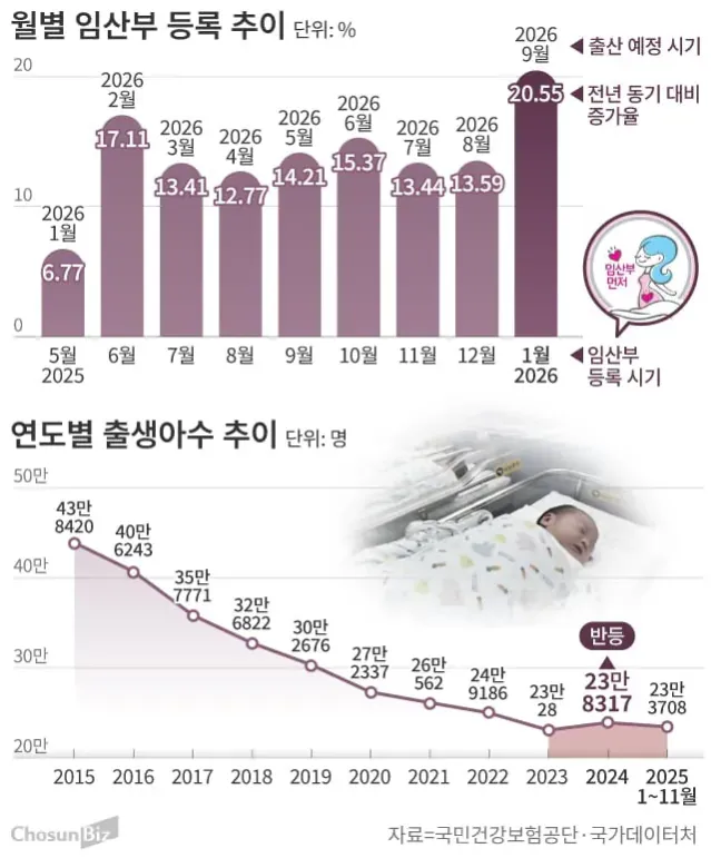 1월 임신부 등록 증가율 +20.6%