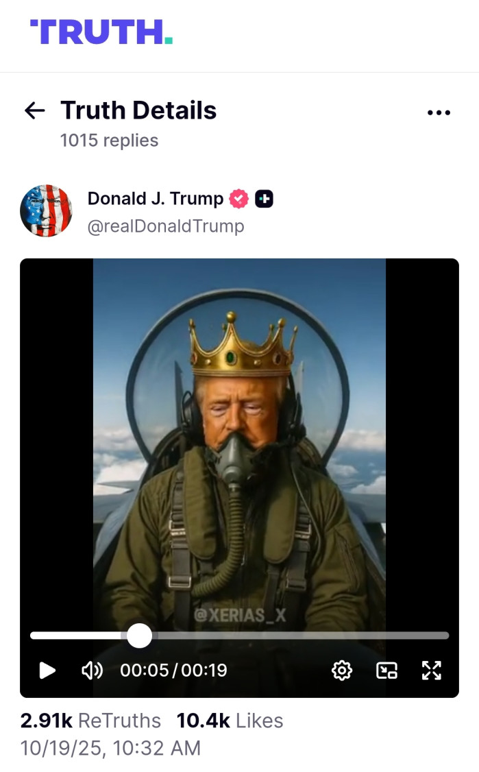 미국 No kings(반트럼프) 시위에 대한 트럼프의 반응